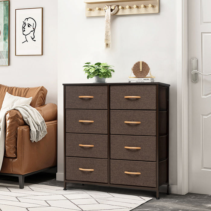 Steel And Fabric 8 Drawer Chest - Brown