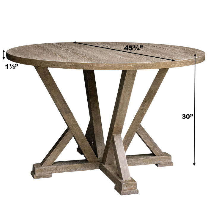 Modern Farmhouse Round Counter Table For 4 Seaters - Antique Wire Brushed