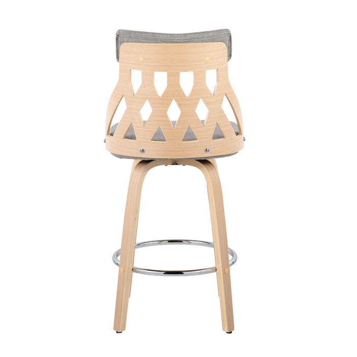 York - Mid-Century Modern Counter Stool - Natural / Light Gray