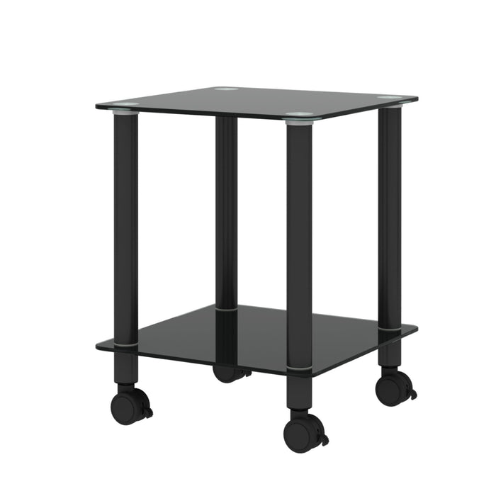 2 Piece Side Table, 2 Tier Space End Table, Modern Night Stand, Sofa Table, Side Table With Storage Shelve - Black