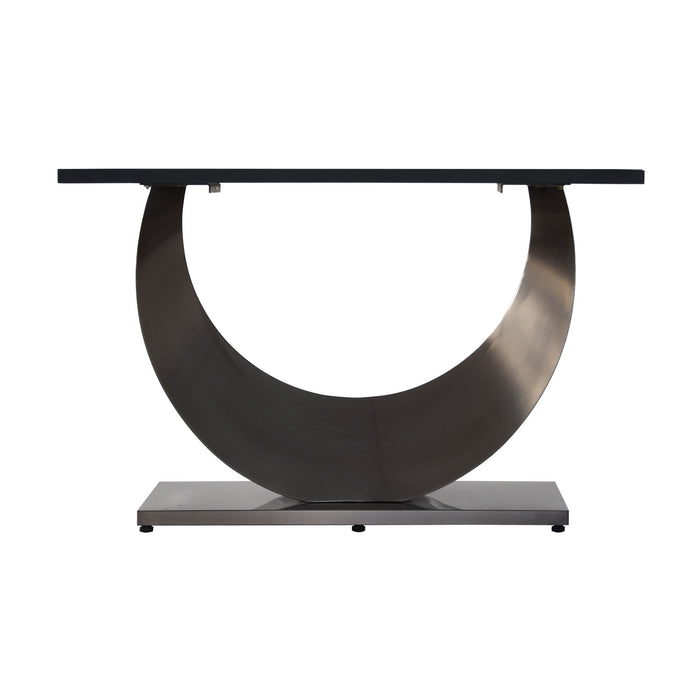 63" Modern Artificial Stone Crescent-Shaped Metal Legs, Can Accommodate 6-8 People - White / Black