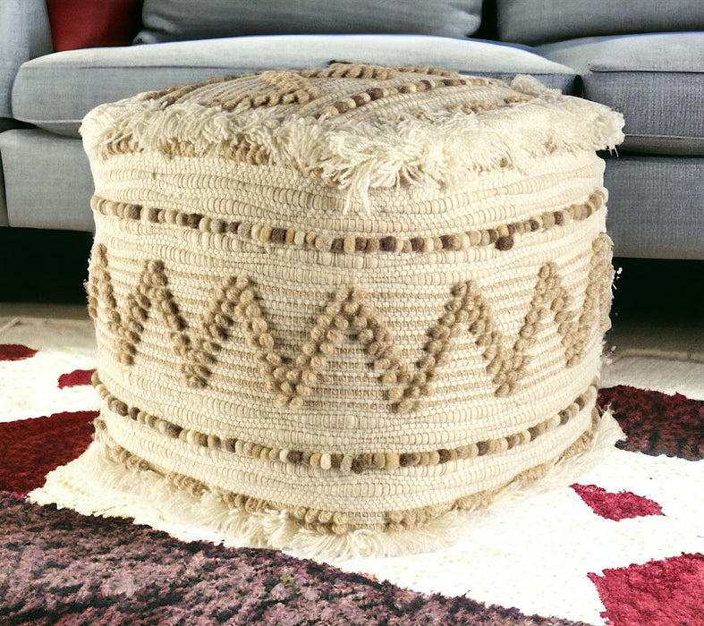 Cotton Blend Ottoman - Beige