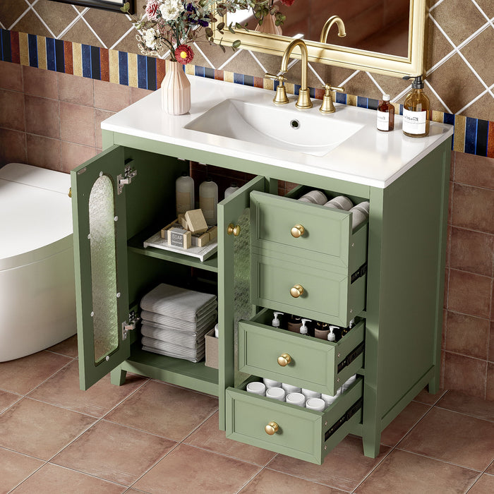 Bathroom Vanity With Two Soft Close Doors, Adjustable Shelves And Three Drawers