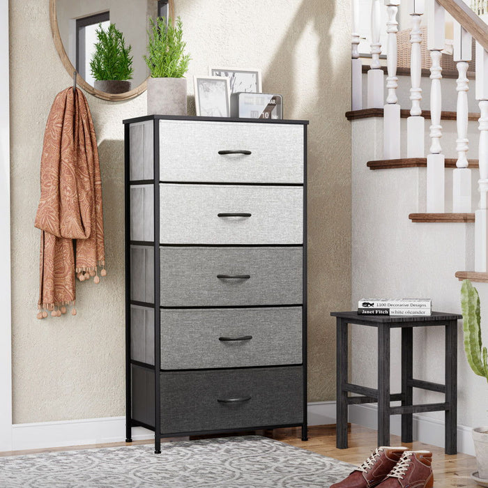 Steel And Fabric Five Drawer Double Dresser - Gray / Black