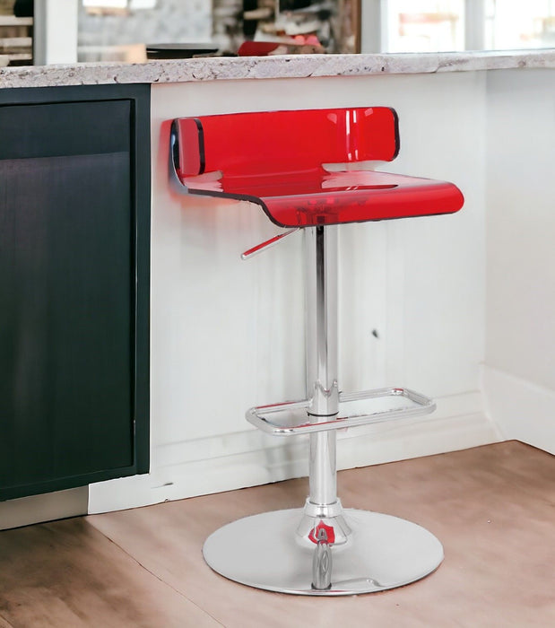 Metal Low Back Counter Height Bar Chair - Red / Silver