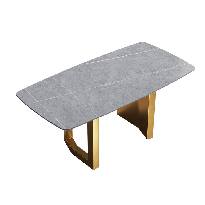 70.87" Modern Artificial Stone Dining Table, Can Accommodate 6-8 People - Gray