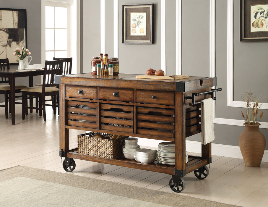 Kaif - Distressed Chestnut Kitchen Cart - Chestnut