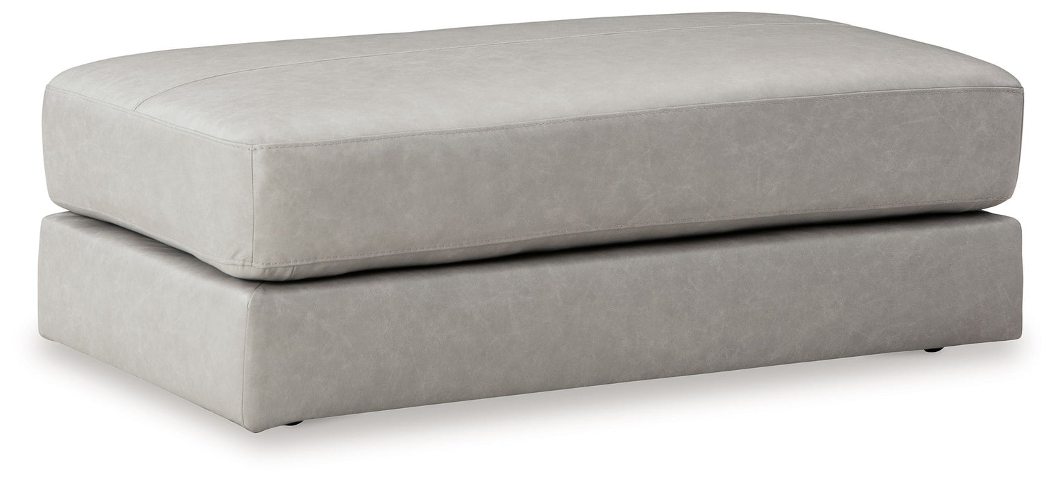 Amiata - Glacier - Oversized Accent Ottoman - Leather Match