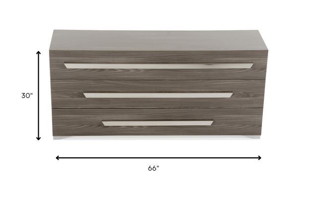 Gradient Lines Chrome 3 Drawer Dresser - Gray