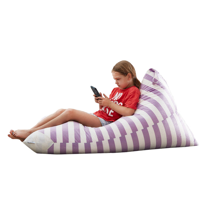 Microfiber Specialty Striped Pouf Cover - Purple / White