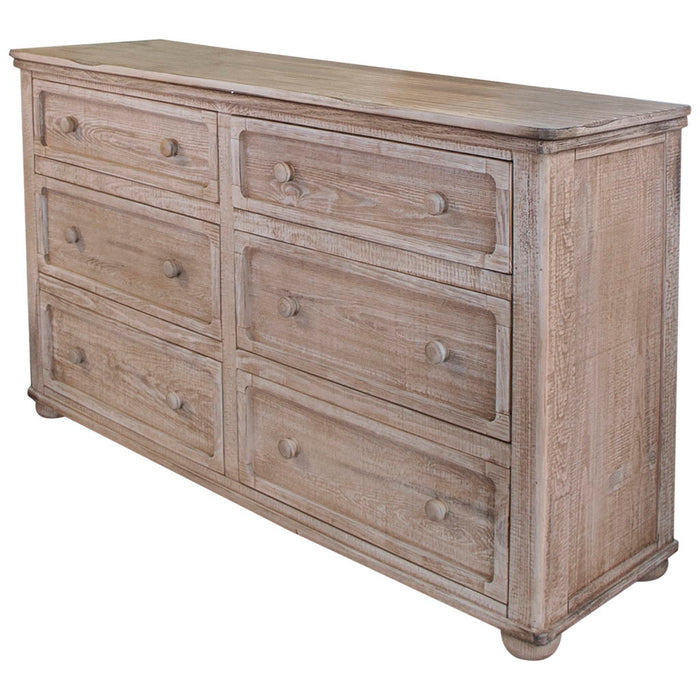 Wood Six Drawer Double Dresser - Natural