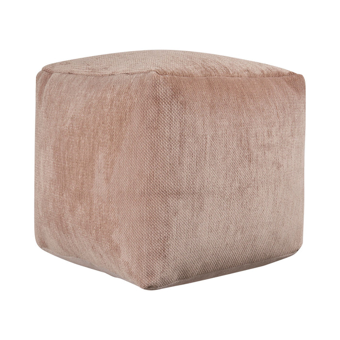 Chenille Cube Pouf Ottoman - Beige