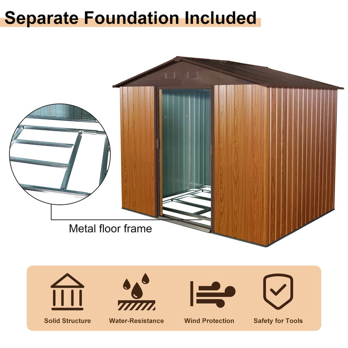 Outdoor Metal Storage Shed With Floor Base