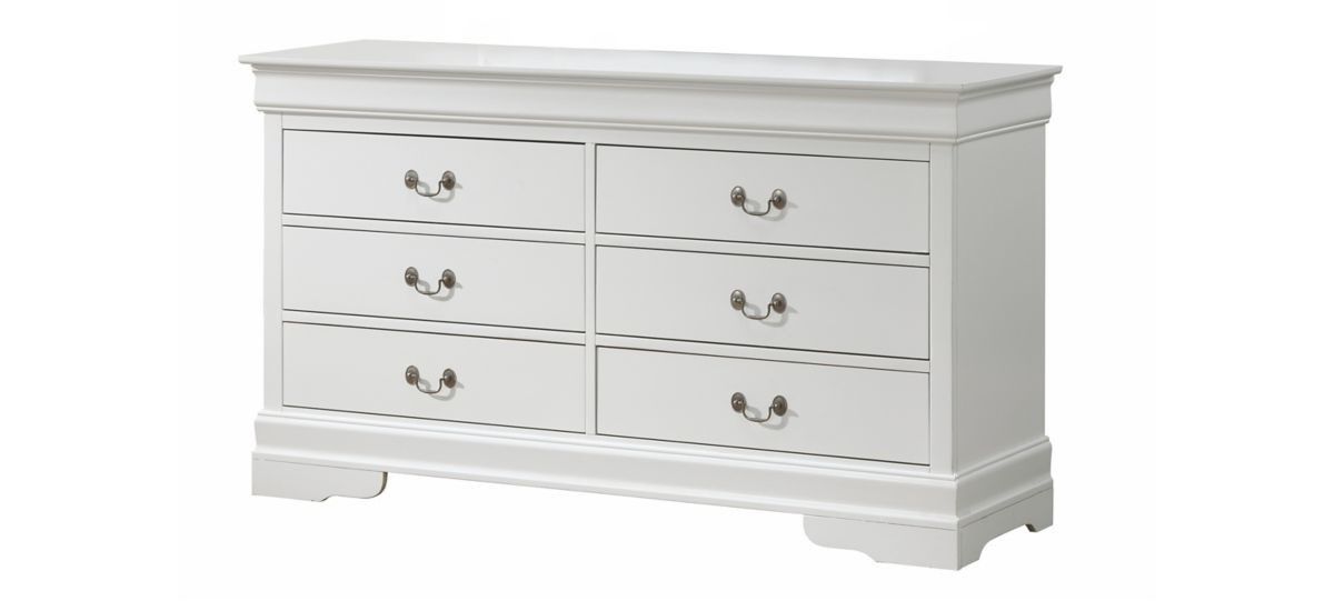 Manufactured Wood Six Drawer Double Dresser - White