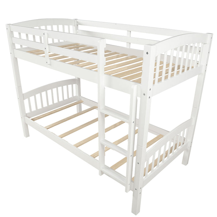 80.51" Twin Over Twin Bunk Bed With Ladder - White