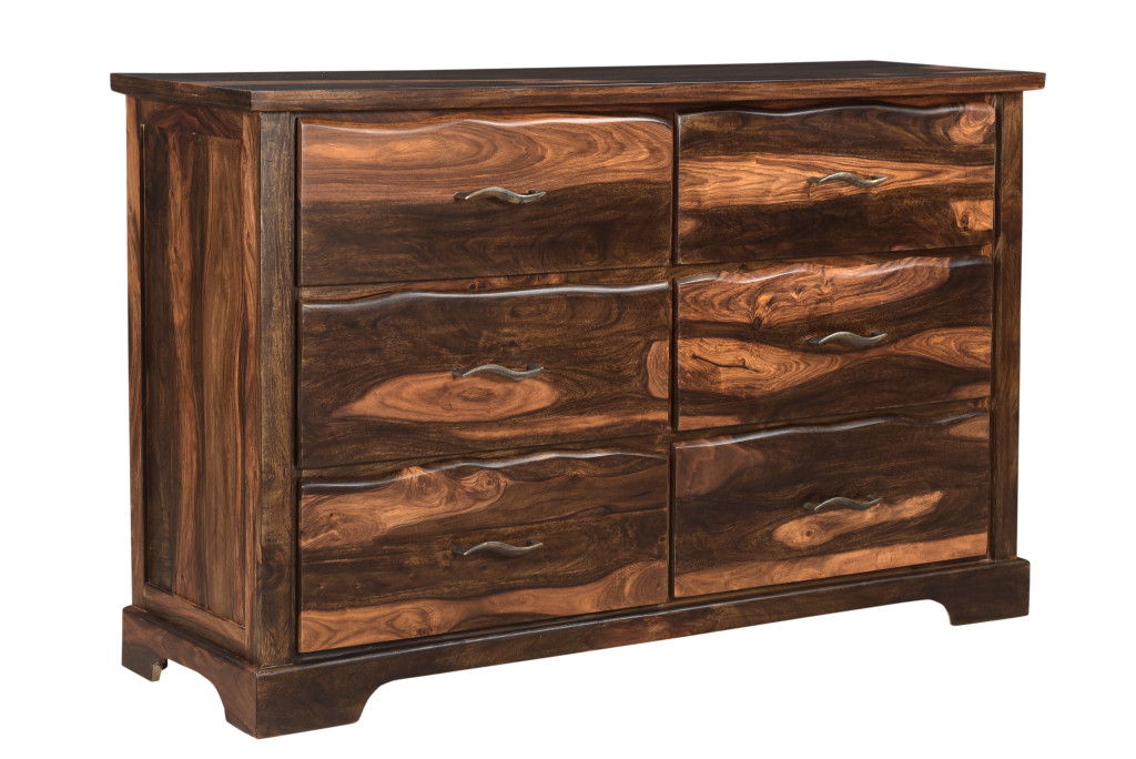 Solid Wood Six Drawer Dresser - Dark Brown