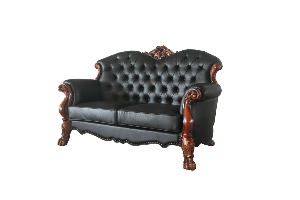 Faux Leather Loveseat And Toss Pillows - Black / Brown