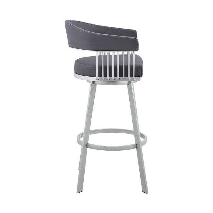 Swivel Low Back Bar Chair - Slate Gray / Silver