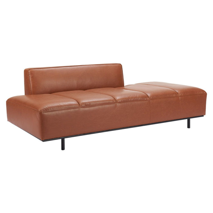 Sofa Faux Leather With Black Legs - Brown