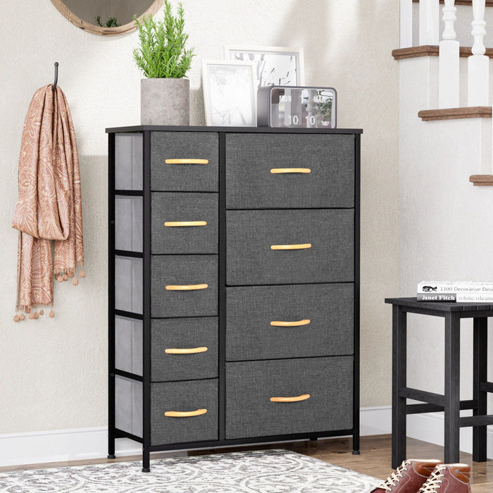 Steel And Fabric Nine Drawer Combo Dresser - Gray / Black