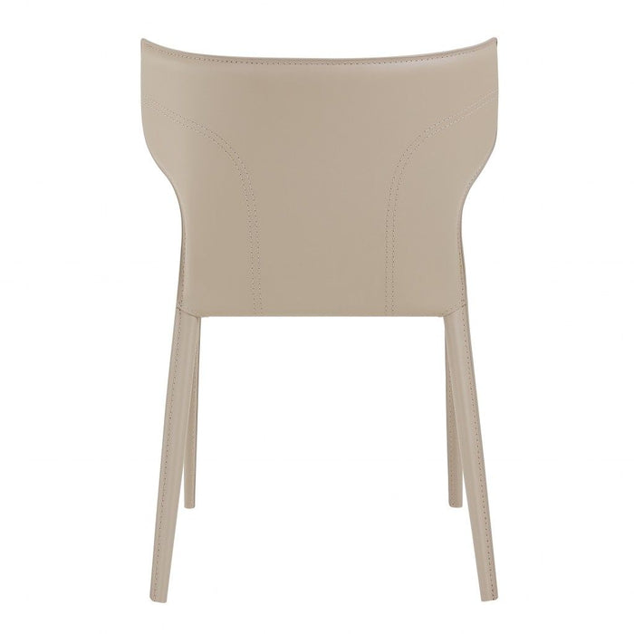 Upholstered Leather Curved Back Dining Side Chairs (Set of 2) - Beige