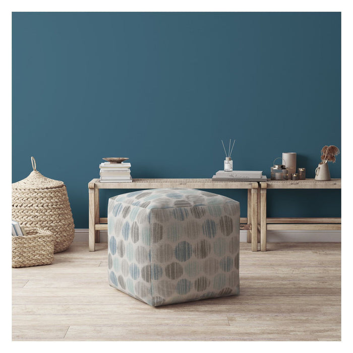 Cotton Polka Dots Pouf Cover - Blue