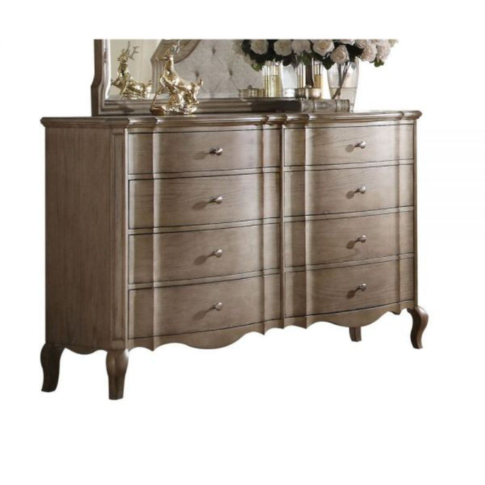 Solid Wood Eight Drawer Double Dresser - Taupe