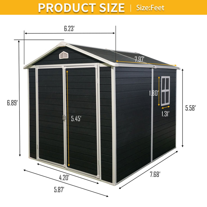 Resin Outdoor Storage Shed Kit Perfect To Store Patio Furniture - Black