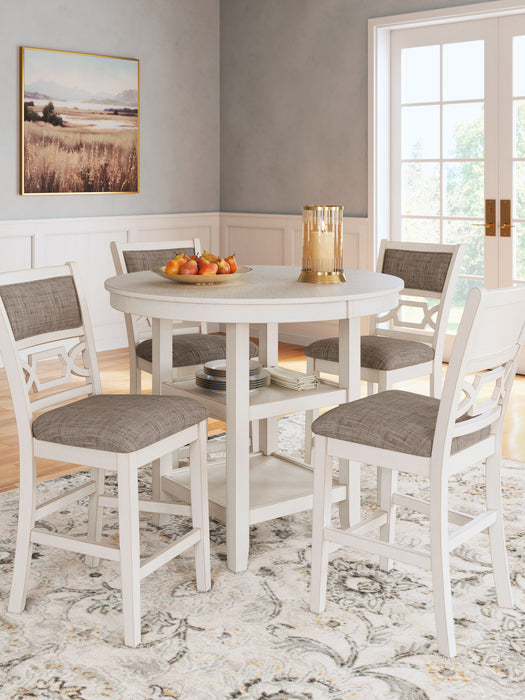 Erinberg - Antique White - Dining Room Counter Table Set (Set of 5)