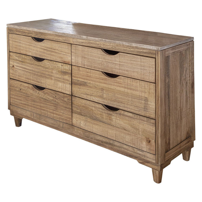 Solid Wood Four Drawer Double Dresser - Natural