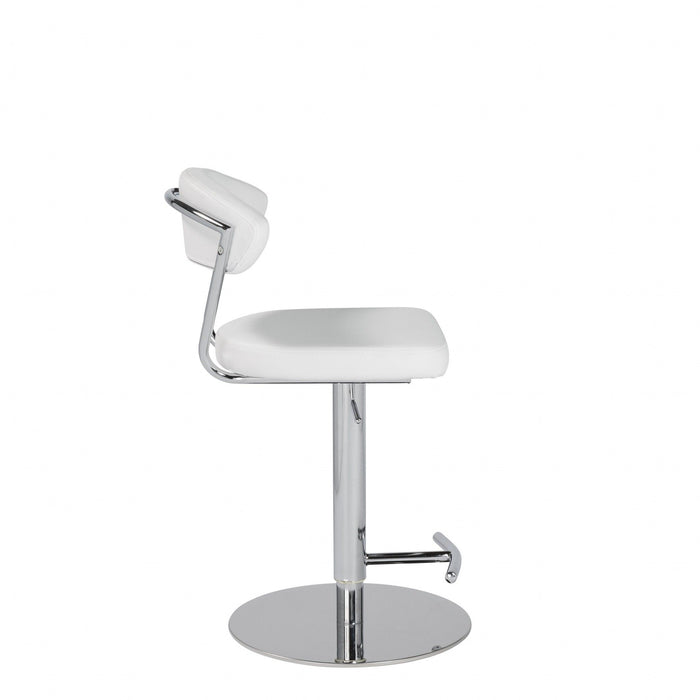 Steel Swivel Low Back Bar Height Chair With Footrest 42" - White Silver