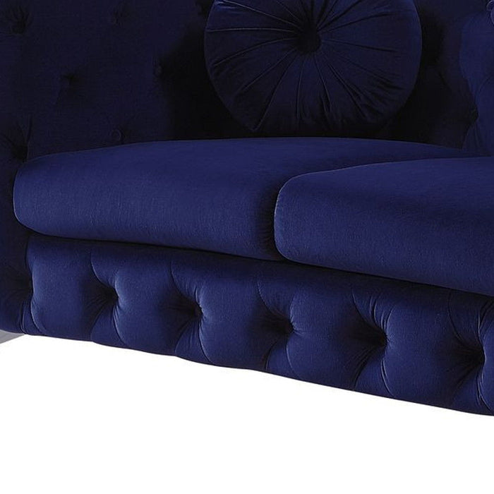 Velvet Loveseat - Blue / Silver