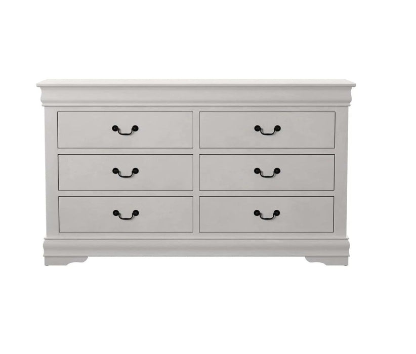 Six Drawer Double Dresser Wood - White