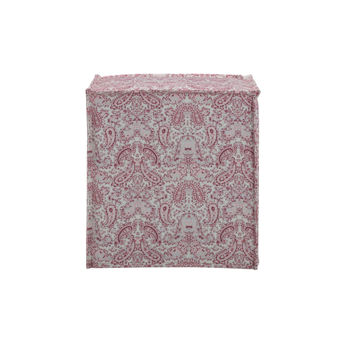 Linen Floral Ottoman - Red