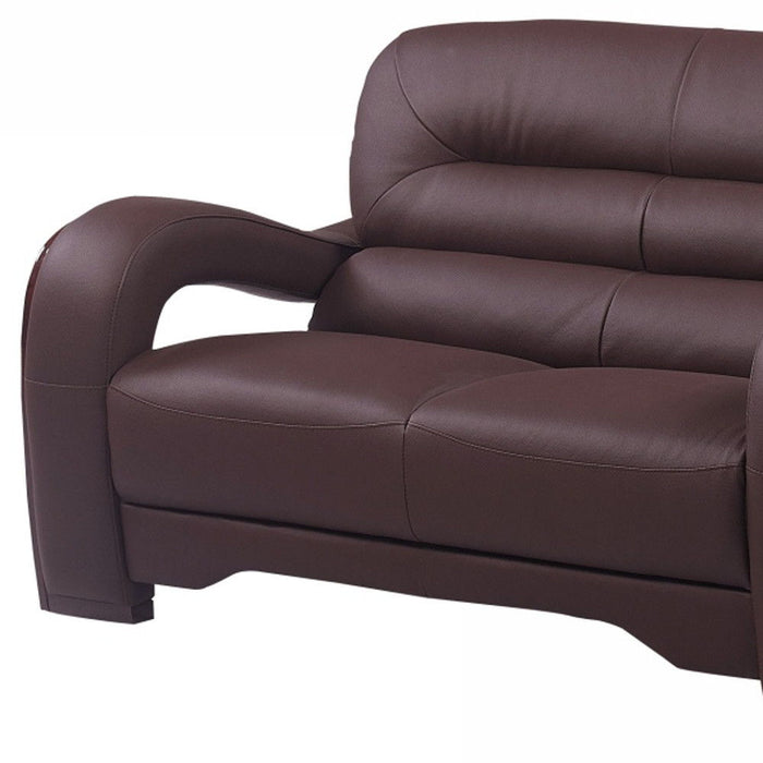 Faux Leather Love Seat - Brown / Dark Brown