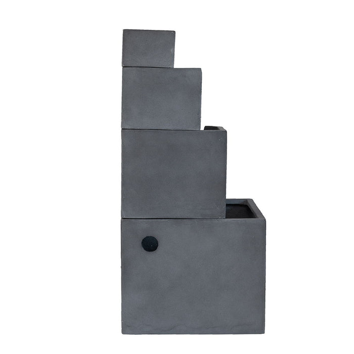 Cement 4 Tier Block Water Fountain Outdoor - Gray