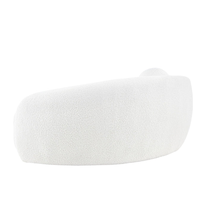 Sherpa Curved Sofa And Toss Pillow With Legs - White