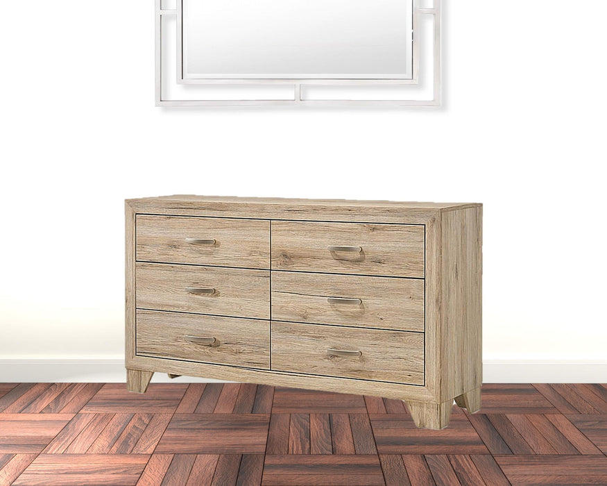 Six Drawer Double Dresser - Natural Brown