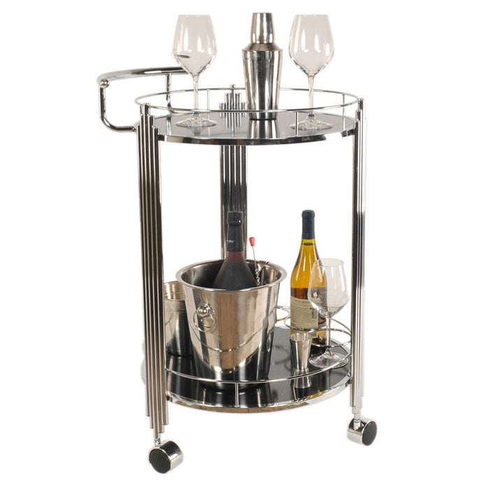 Round 2 Tier Rolling Serving Or Bar Cart - Chrome