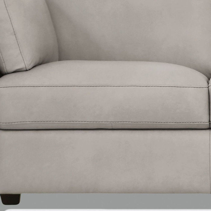 Leather Sofa With Black Legs - Light Gray