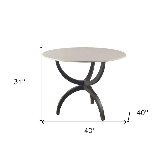 Round Marble Top With Metal Base Dining Table - White / Black