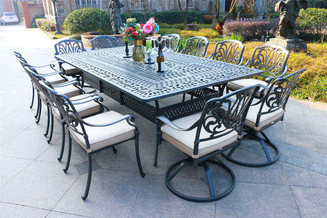 Rectangular Metal Dining Set With Cushions