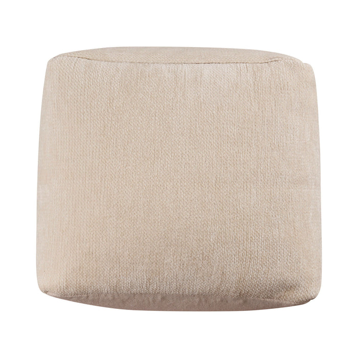 Chenille Cube Pouf Ottoman - Ivory