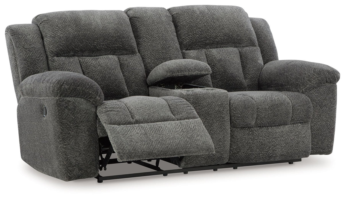 Frohn - Graphite - Dbl Reclining Loveseat With Console - Fabric