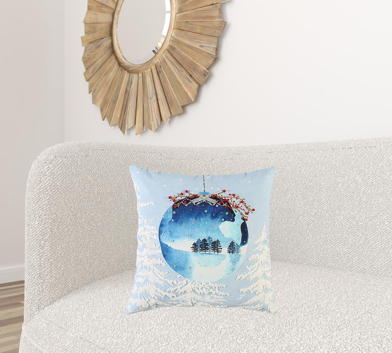 Winter Wonderland Ornament Decorative Throw Pillow - Blue