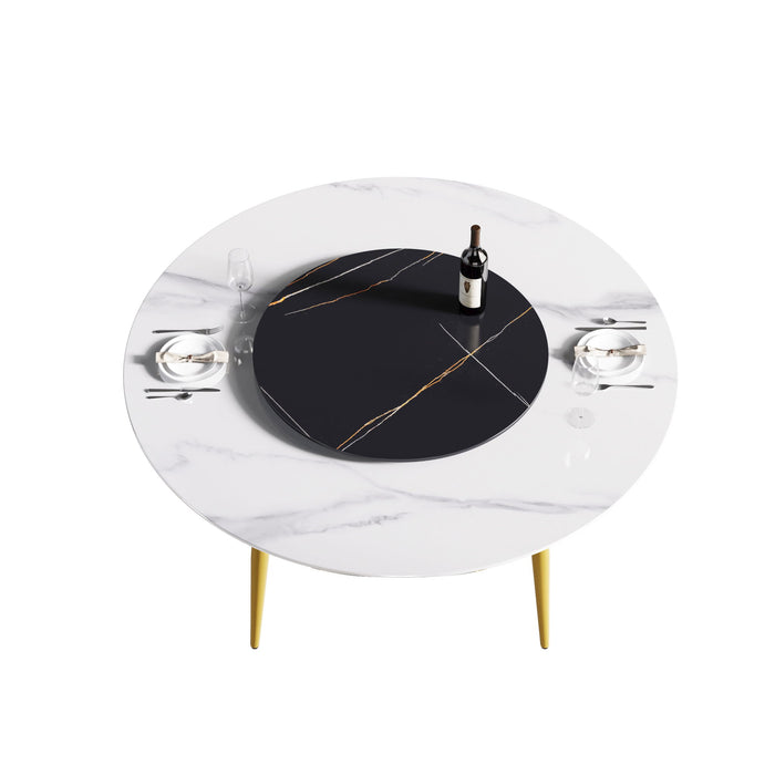 Modern Artificial Stone Round Dining Table, Can Accommodate 6 People Artificial Stone Turntable