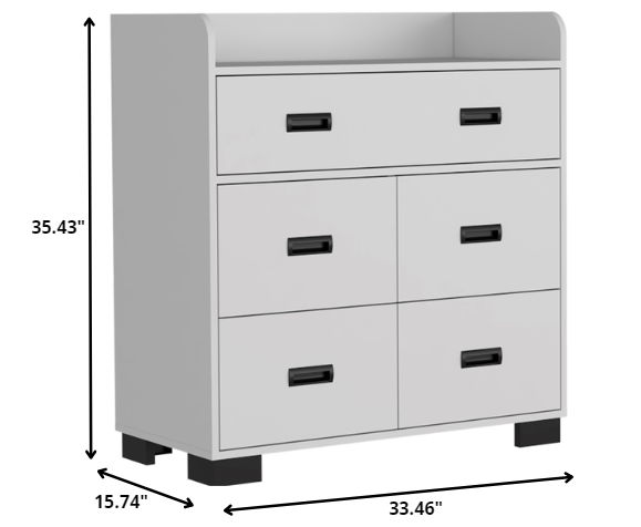 Five Drawer Dresser - White