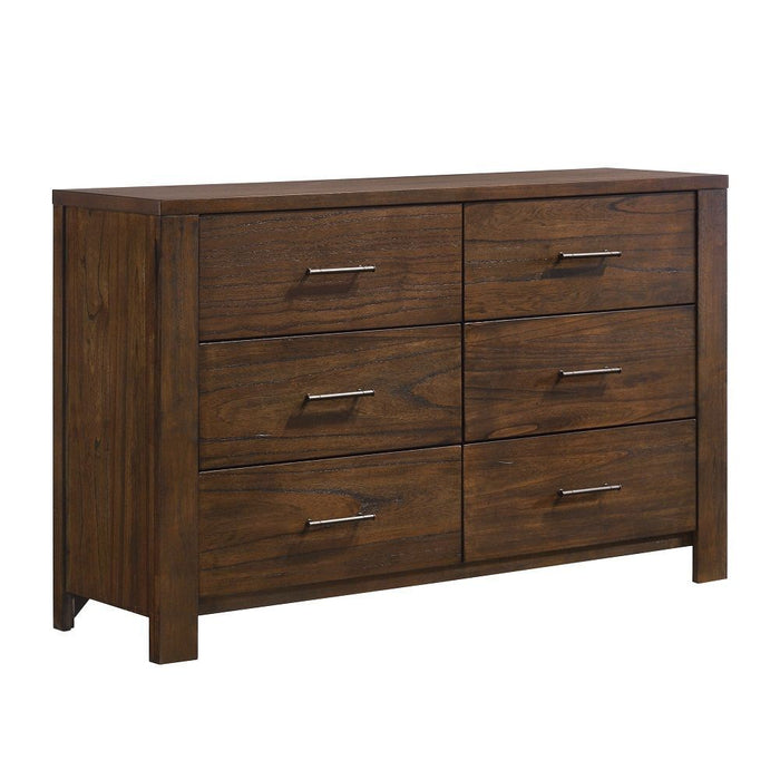 Metal Six Drawer Dresser - Brown