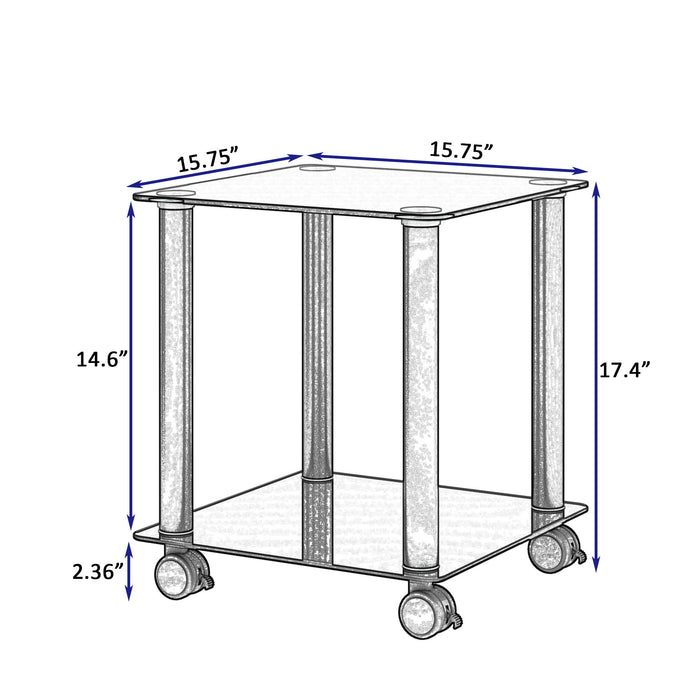 2 Piece Side Table, 2 Tier Space End Table, Modern Night Stand, Sofa Table, Side Table With Storage Shelve - Black