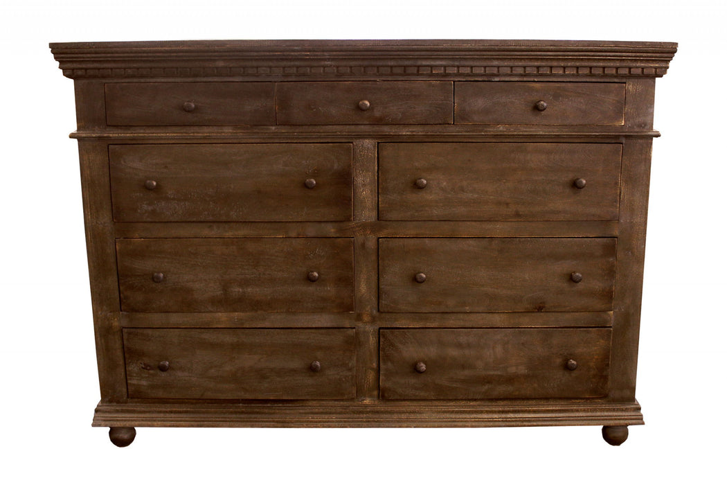 Solid Wood Nine Drawer Gentleman'S Chest - Tobacco